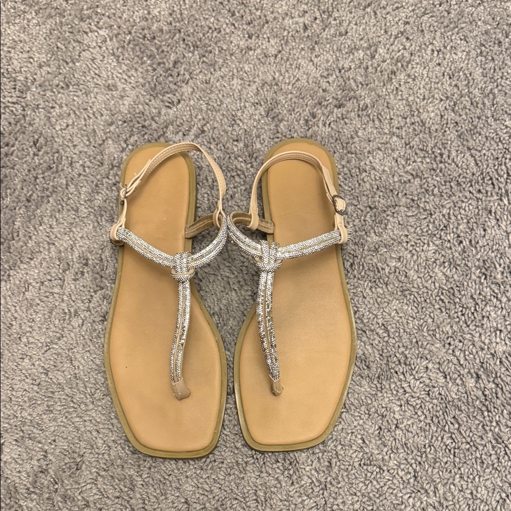 Chic Tan and Silver Women's Sandals